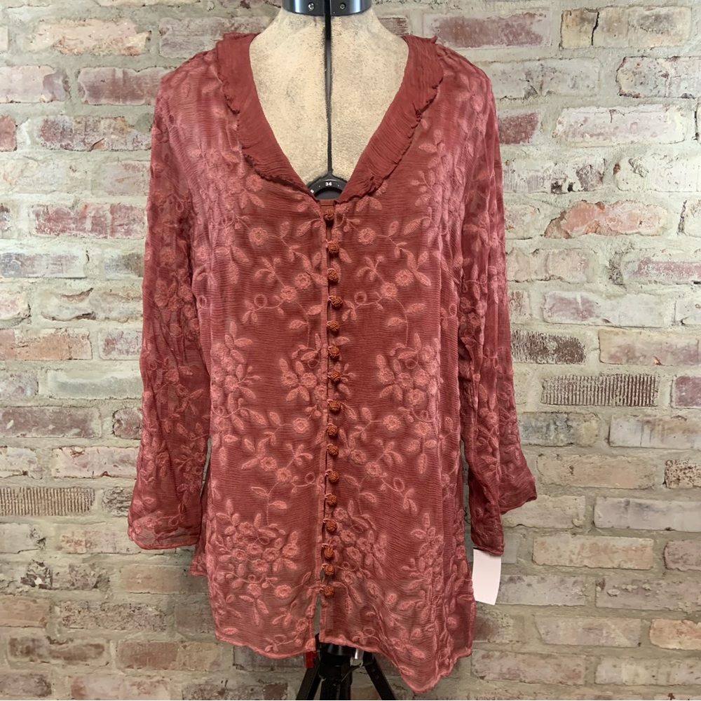 Soft surroundings silk aimee shirt blouse medium NWT